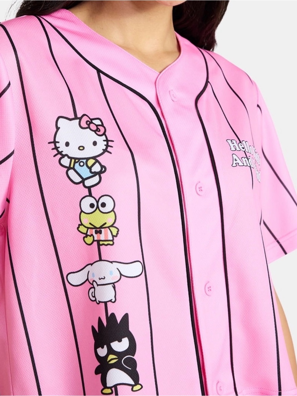 Hello Kitty Sanrio Pink Pinstripe Hello Kitty & Friends Jersey Size XL NWT - Picture 5 of 6